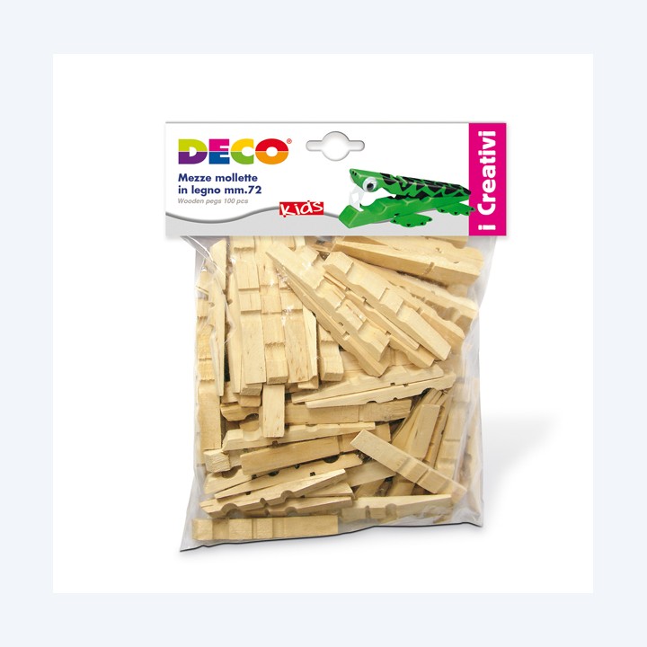 Mezze mollette legno 72mm DECO sacchetto 100 pezzi | Ecotempo