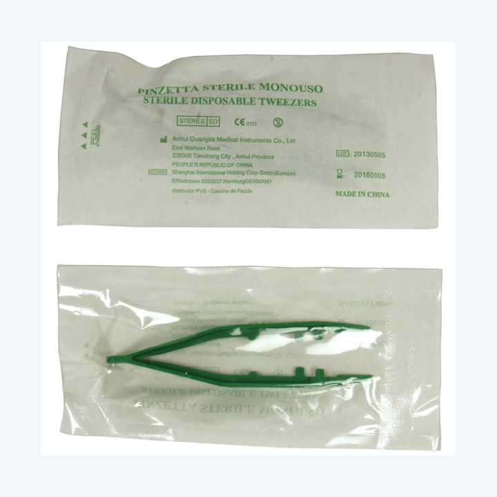 Pinzetta sterile monouso 10 cm verde PVS | Ecotempo