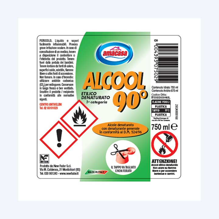 Alcool etilico denaturato 90° 750 ml Amacasa | Ecotempo
