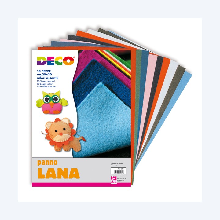 Panno lana 20x30cm colori assortiti DECO conf. 10 pezzi | Ecotempo