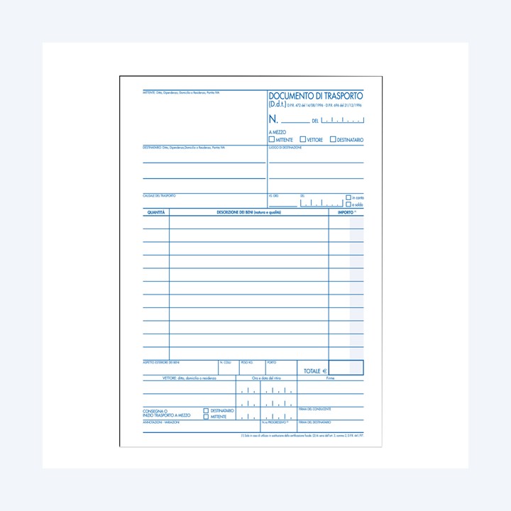 Documento di trasporto 150 x 225mm 50 x 3 copie BM | Ecotempo