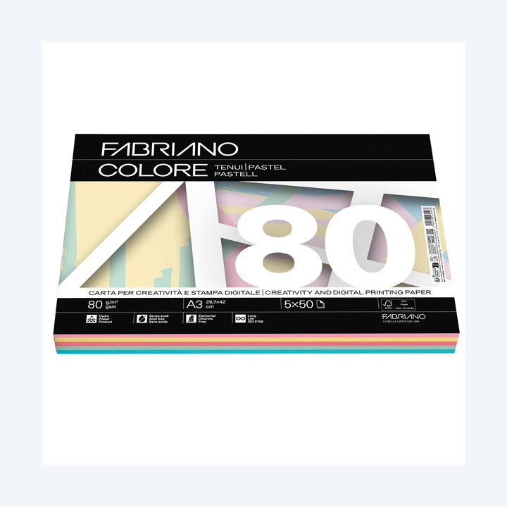 Carta Fabriano Colore A3 80 gr mix 5 — 67746 | Ecotempo