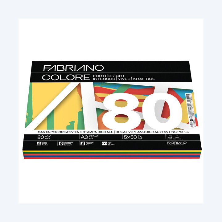 Carta Fabriano Colore A3 80 gr mix 5 — 67753 | Ecotempo