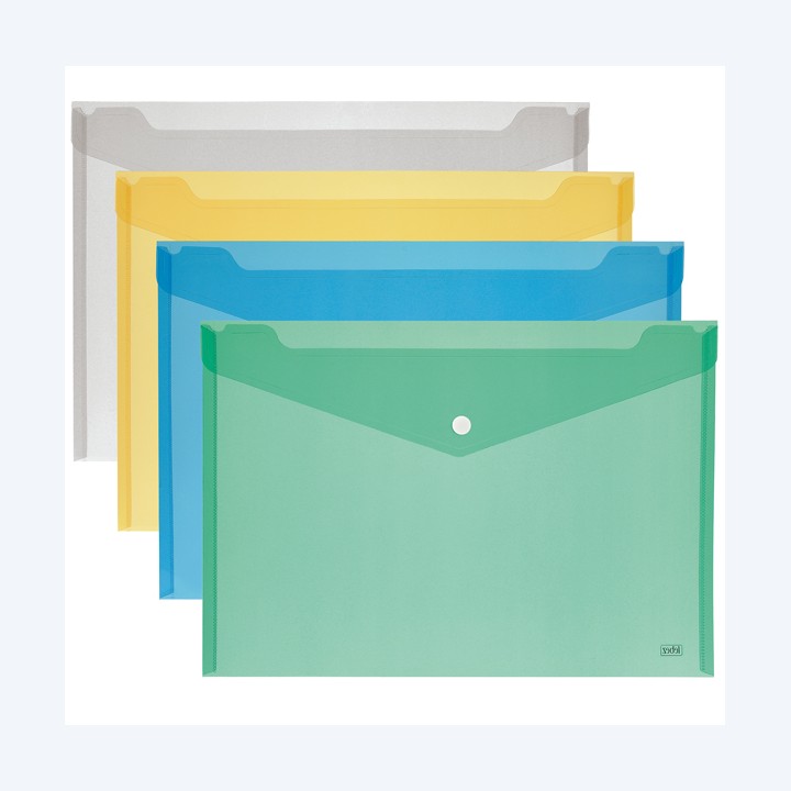 Busta con bottone A5 PP colori assortiti Lebez | Ecotempo
