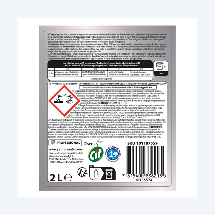 Cif Gel con Candeggina 2 L Cif | Ecotempo