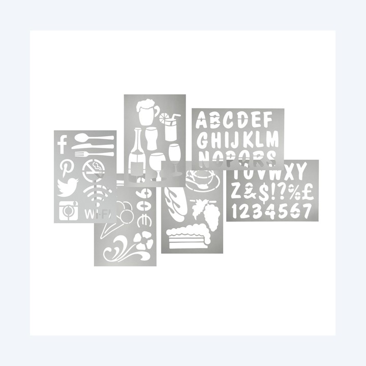 Stencil trasparenti assortiti (lettere — 71626 | Ecotempo