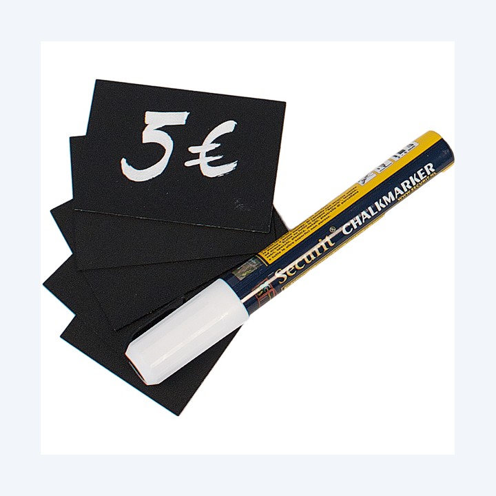 Targhette 5,2 x 7,4 cm (A8) nero Securit set 20 pezzi | Ecotempo