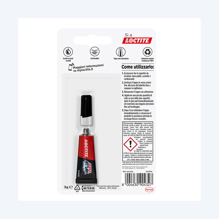 Colla Super Attak Power Gel 3 gr trasparente Loctite | Ecotempo