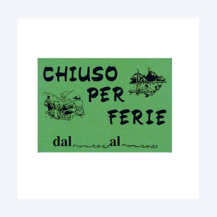 Cartello in cartoncino CHIUSO PER FERIE — 72117 | Ecotempo