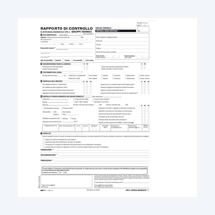Rapporti di controllo efficienza — 72847 | Ecotempo