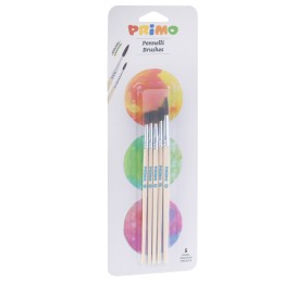 Pennelli e portapennelli tondi Primo blister 5 pezzi | Ecotempo