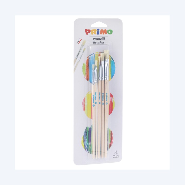 Pennelli e portapennelli piatti Primo blister 5 pezzi | Ecotempo