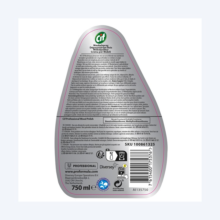 Cif Crema Mobili trigger da 750 ml Cif | Ecotempo