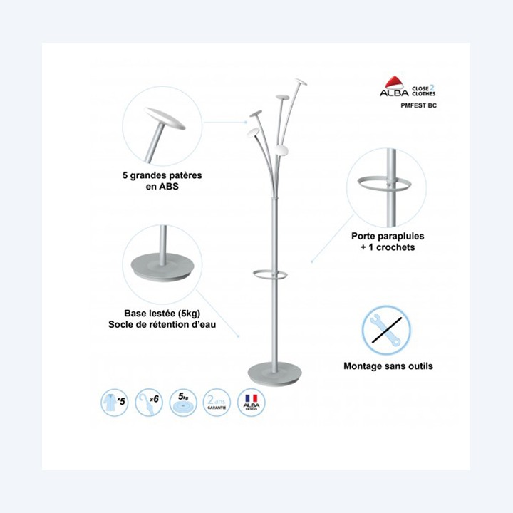 Appendiabiti con portaombrelli 5 posti — 74264 | Ecotempo
