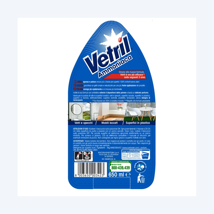 Vetril vetri e multiuso con ammoniaca — 75106 | Ecotempo