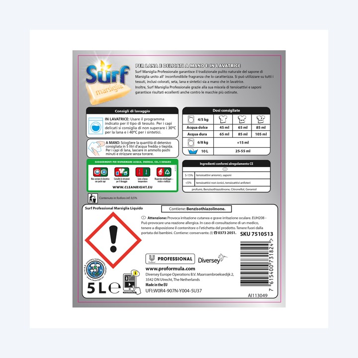 Detersivo liquido lavatrice marsiglia 5 L Surf | Ecotempo