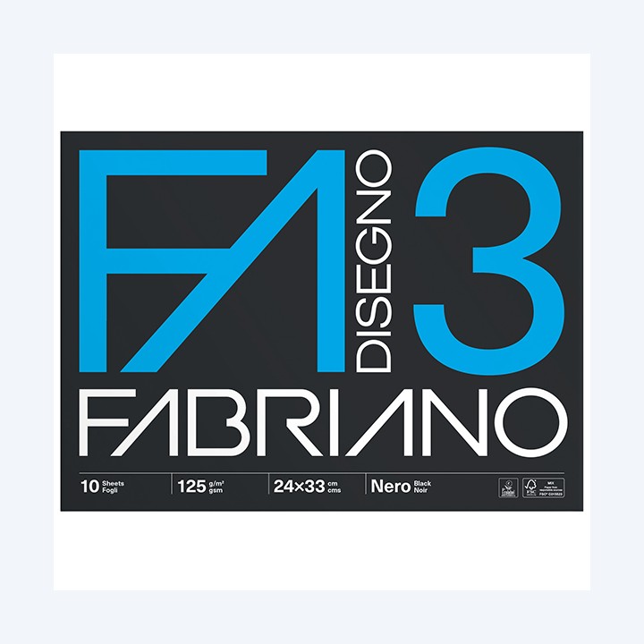 Album F3 24 x 33 cm 10 fogli 125 gr nero Fabriano | Ecotempo