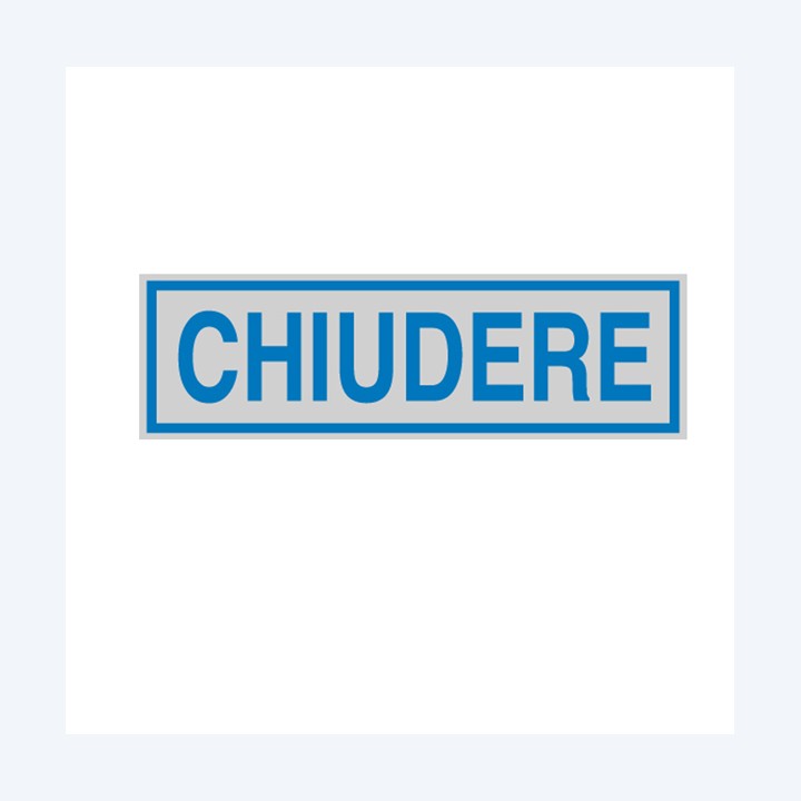 Targhetta adesiva CHIUDERE 16,5 x 5 cm — 77175 | Ecotempo