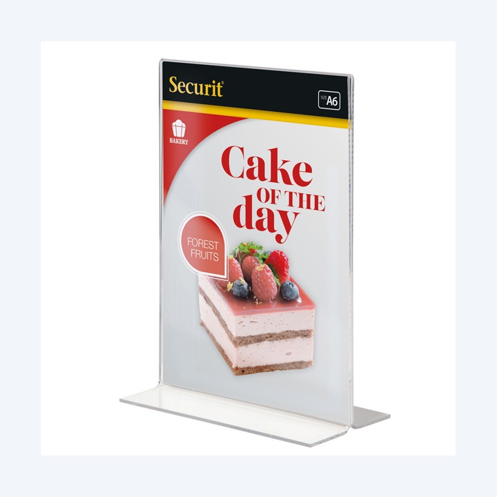 Display Portamenù a T 10,5 x 14,8 cm (A6) Securit | Ecotempo