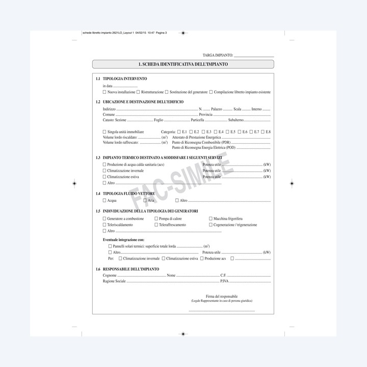 Libretto impianto climatizzazione — 77599 | Ecotempo