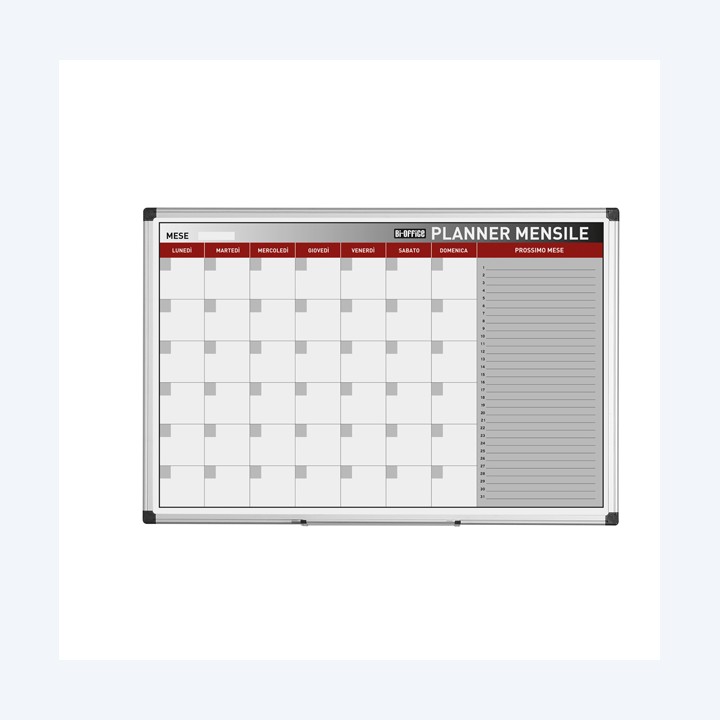 Planner magnetico mensile 90 x 60 cm silver Bi-Office | Ecotempo