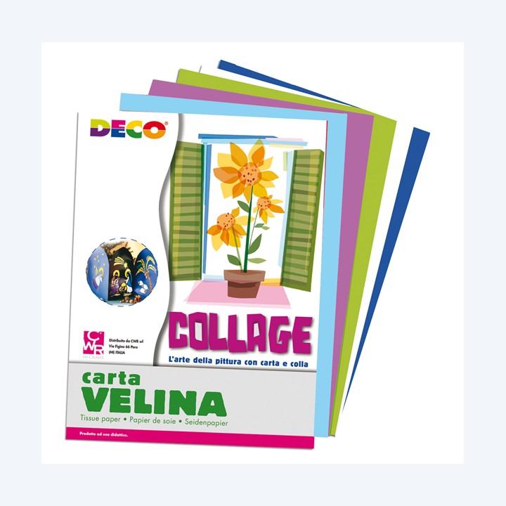 Carta velina 50 x 76 cm 20 gr 5 colori — 82004 | Ecotempo