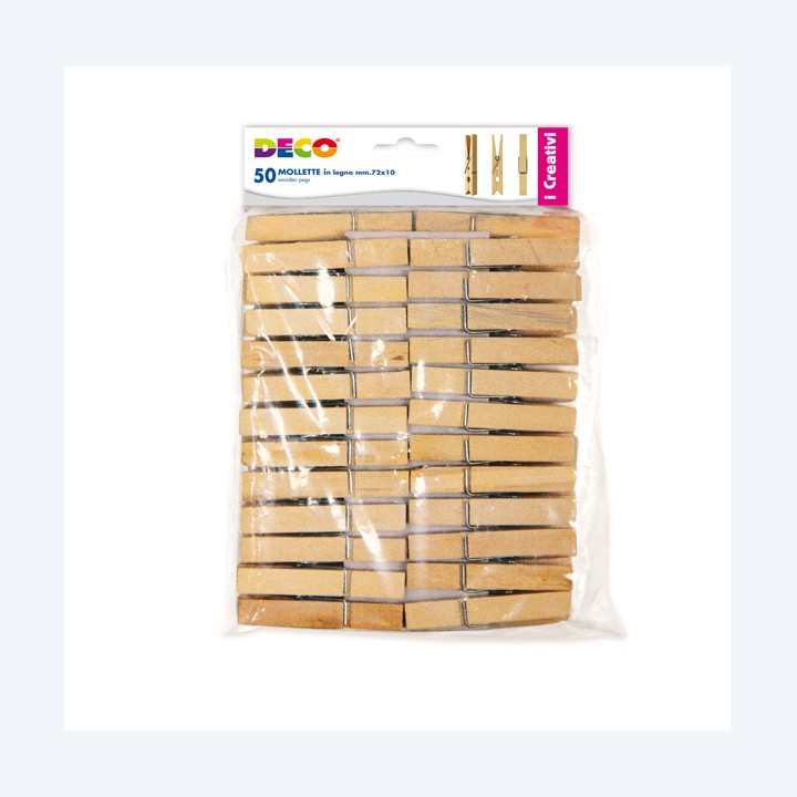 Molletta in legno 72 x 10 mm DECO busta 50 pezzi | Ecotempo
