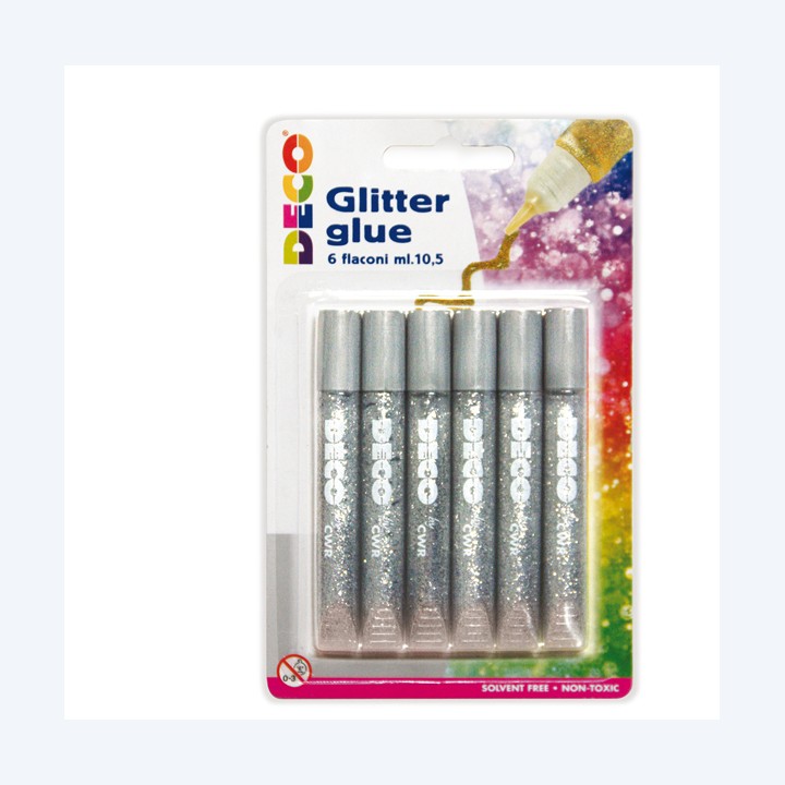 Blister colla glitter 10,5 ml argento — 82426 | Ecotempo