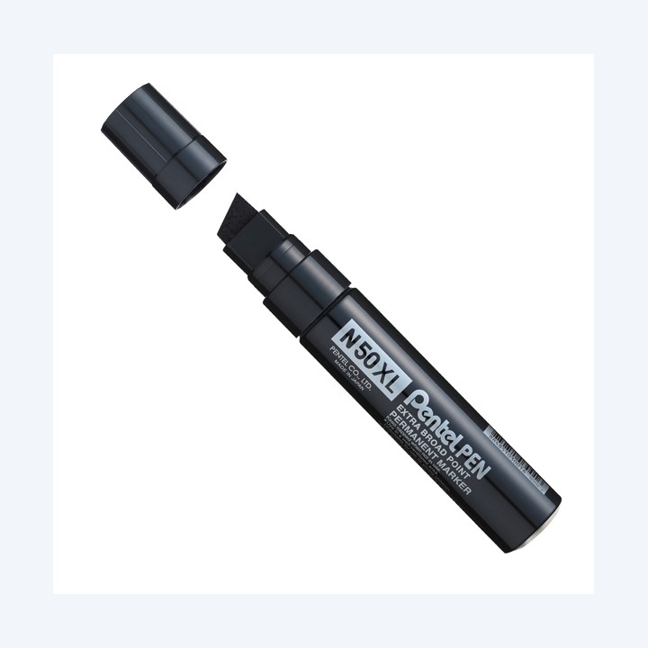 Marcatore permanente N50XL punta scalpello nero Pentel | Ecotempo