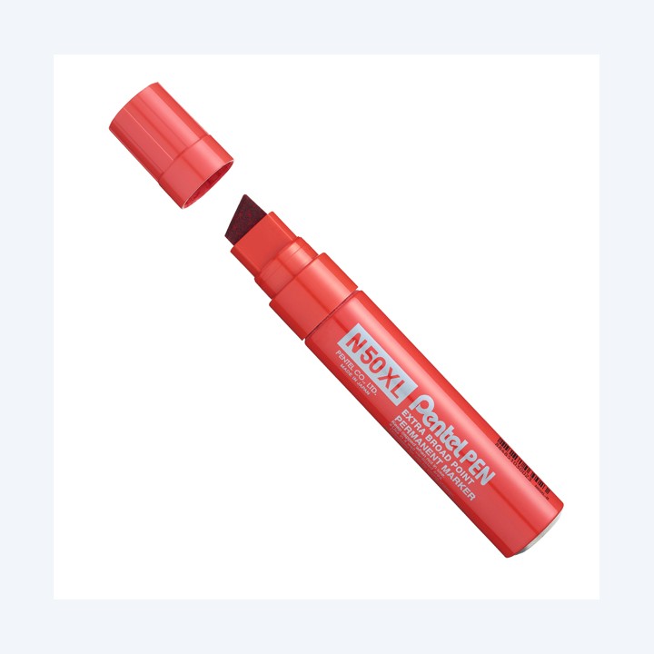 Marcatore permanente N50XL punta scalpello rosso Pentel | Ecotempo