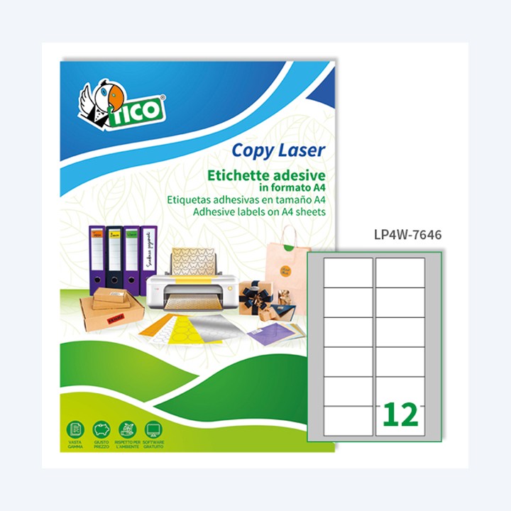 Etichette adesive LP4W in carta angoli — 83237 | Ecotempo