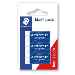 Gomma Mars Plastic bianca Staedtler conf. 3 pezzi | Ecotempo
