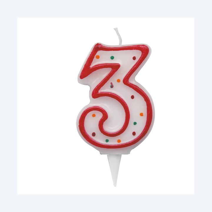 Candelina Zuccherino numero 3 H 8.5 cm Big Party | Ecotempo