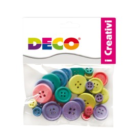 Bottoni in legno colori pastello Deco conf. 30 pezzi | Ecotempo
