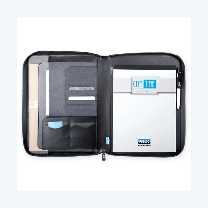 Portablocco tessuto blu 26x34 cm City Time | Ecotempo