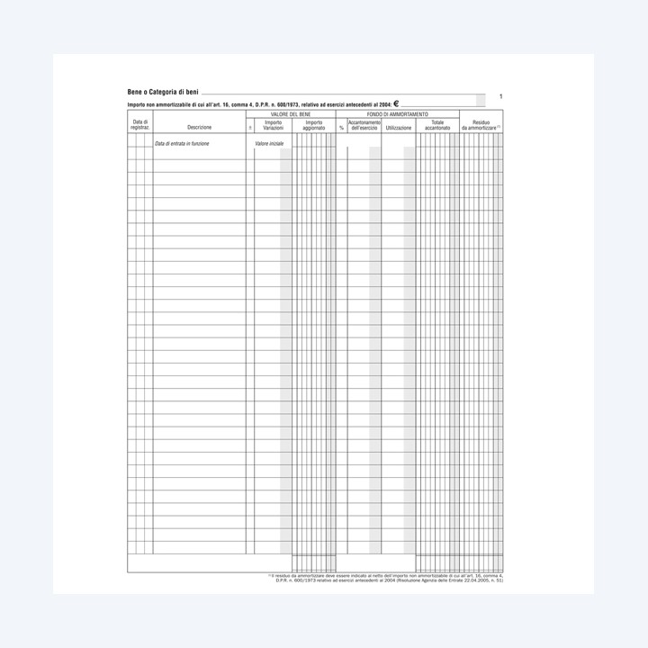 Registro beni ammortizzabili 45 pagine — 88626 | Ecotempo