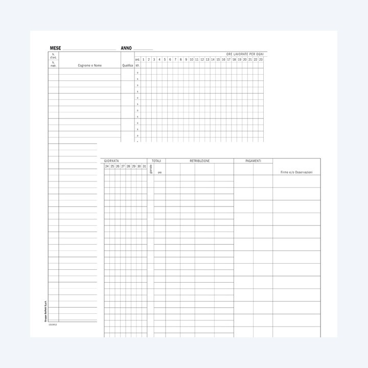 Registro presenze mensili 48 pagine 31 — 88629 | Ecotempo