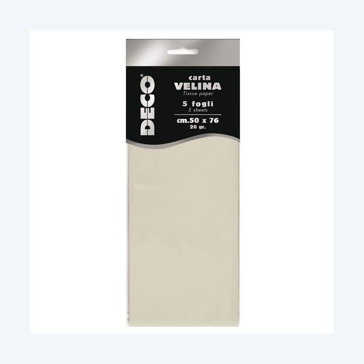Carta velina 50 x 76 cm 20 gr avorio Deco busta 5 fogli | Ecotempo