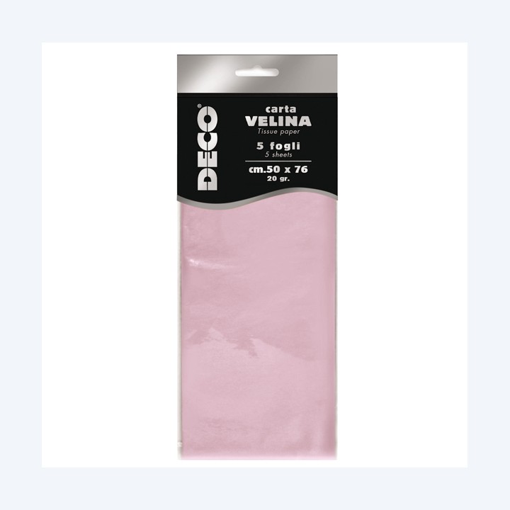 Carta velina 50 x 76 cm 20 gr rosa Deco busta 5 fogli | Ecotempo