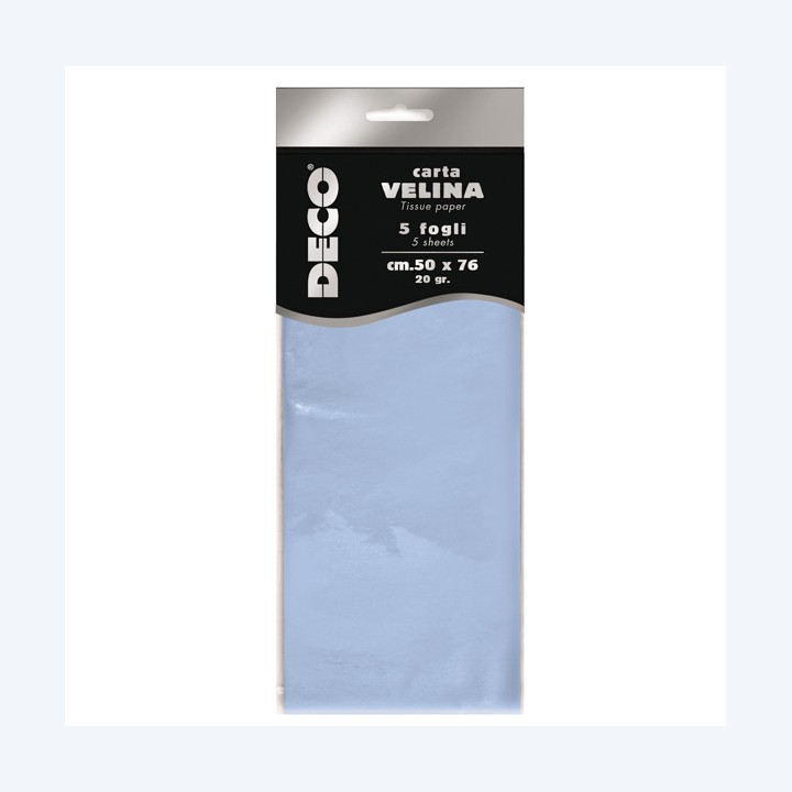 Carta velina 50 x 76 cm 20 gr azzurro — 89119 | Ecotempo