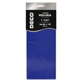 Carta velina 50 x 76 cm 20 gr blu Deco busta 5 fogli | Ecotempo