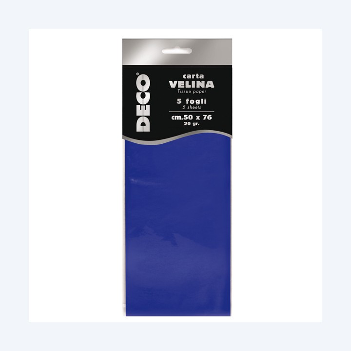 Carta velina 50 x 76 cm 20 gr blu Deco busta 5 fogli | Ecotempo