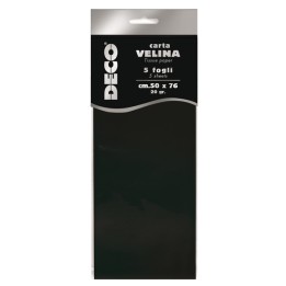 Carta velina 50 x 76 cm 20 gr nero Deco busta 5 fogli | Ecotempo