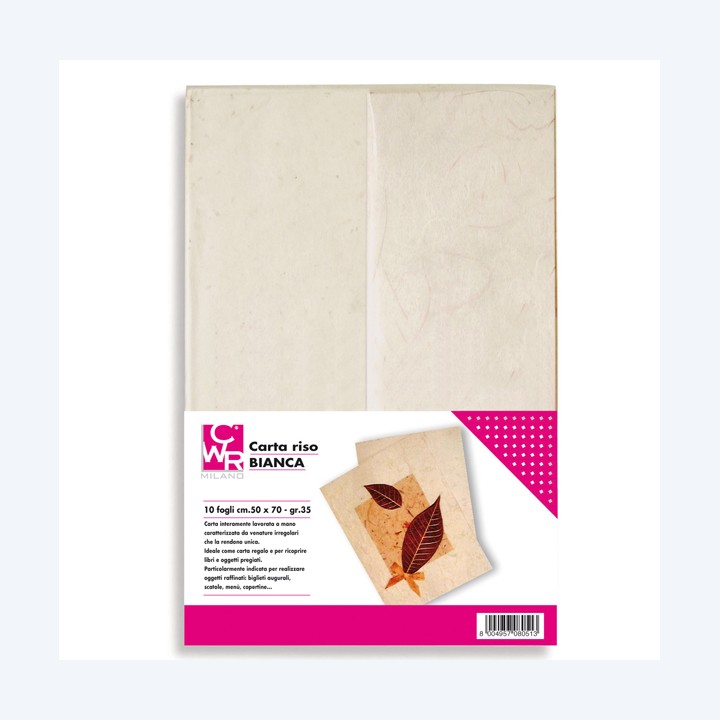 Carta riso 50 x 70 cm 25 g bianco CWR conf. 10 fogli | Ecotempo