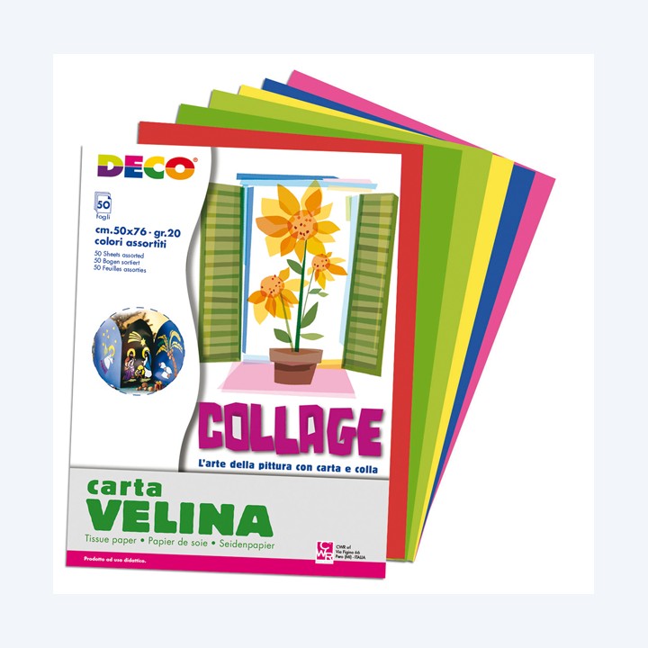 Carta velina 50 x 76 cm 20 gr 10 colori — 89146 | Ecotempo