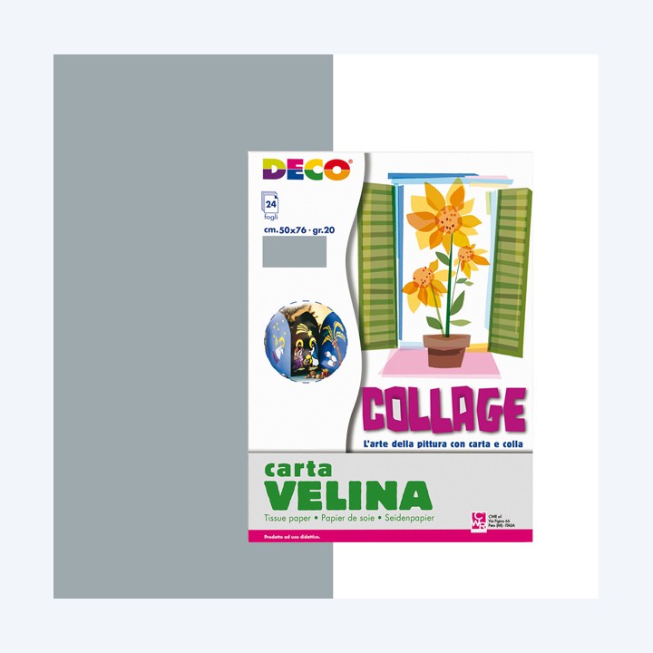 Carta velina 50 x 76 cm 20 gr argento — 89148 | Ecotempo