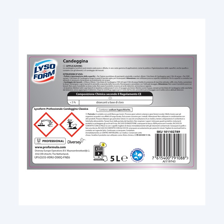 Candeggina classica 5 L Lysoform | Ecotempo
