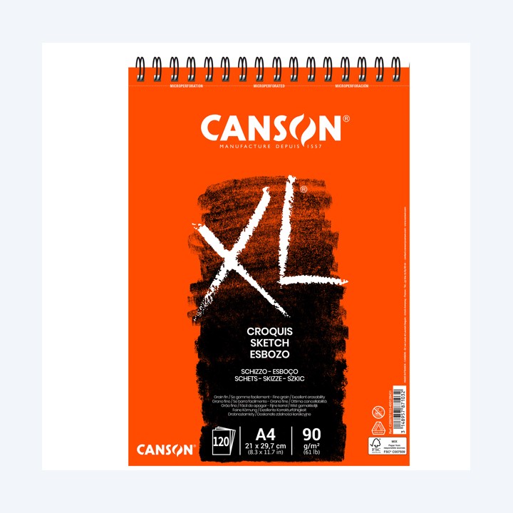 Album XL Croquis A4 90 gr 120 fg bianco Canson | Ecotempo