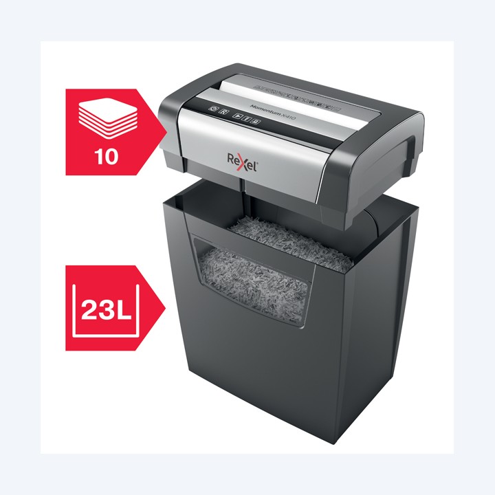 Distruggidocumenti Momentum X410 a frammenti 23L Rexel | Ecotempo
