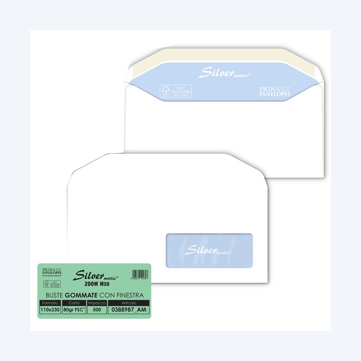 Busta Silver Matic Lux FSC con finestra — 90090 | Ecotempo